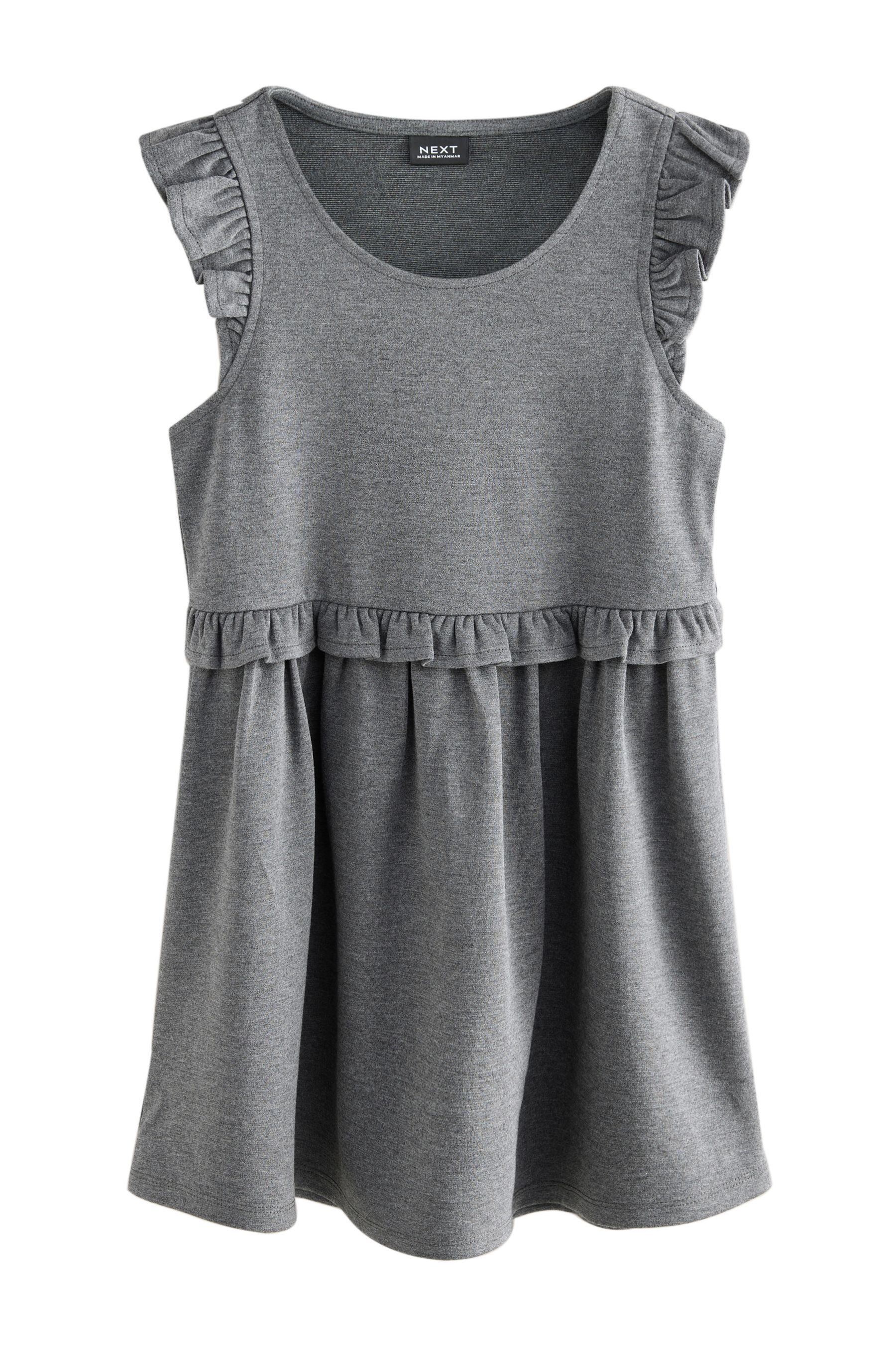 Next Jerseykleid Jersey-Latzkleid, Stretchanteil und Rüschen (1-tlg)