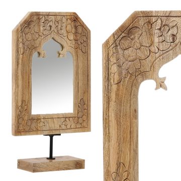 Marrakesch Orient & Mediterran Interior Schminkspiegel Schminkspiegel Schminktisch Holz 38cm, Boho Standspiegel Spiegel