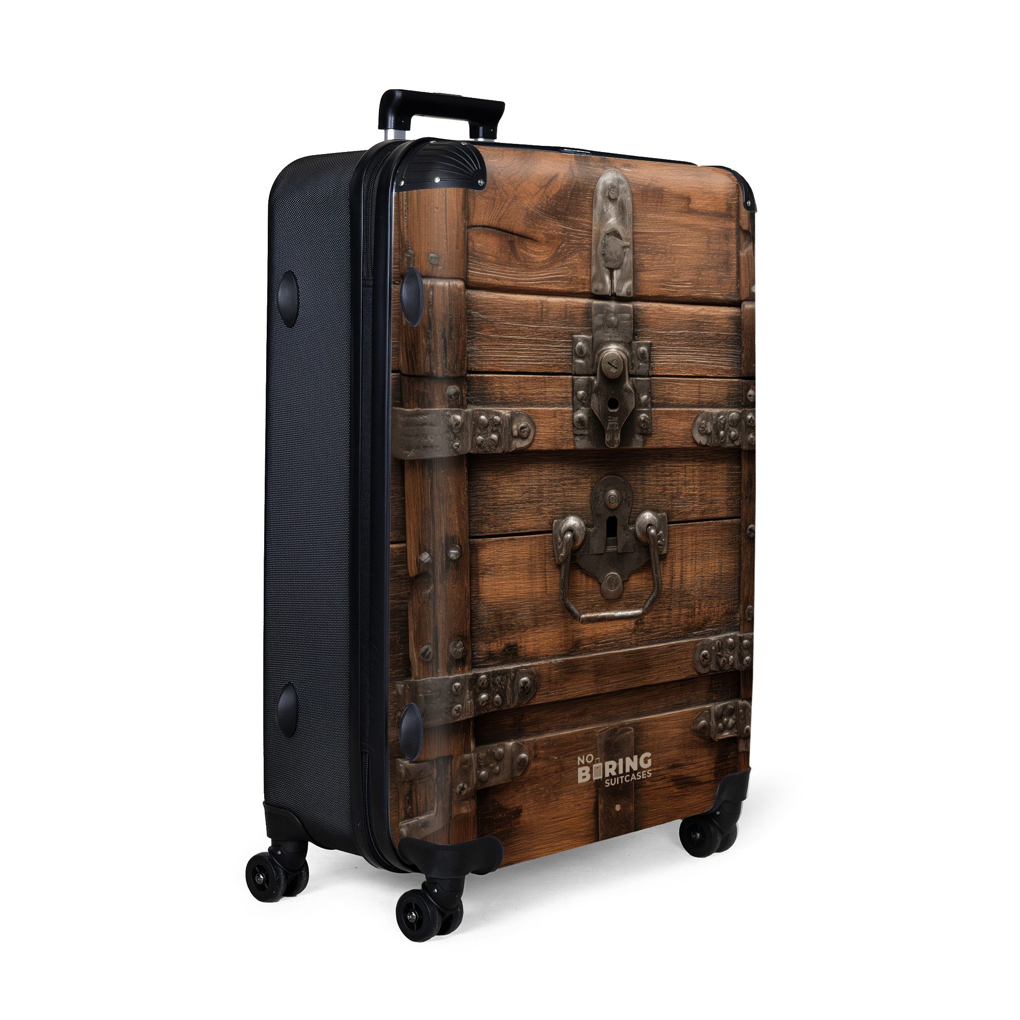 NoBoringSuitcases.com© Hartschalen-Trolley Verschlossene Holzkiste mit Meta günstig online kaufen