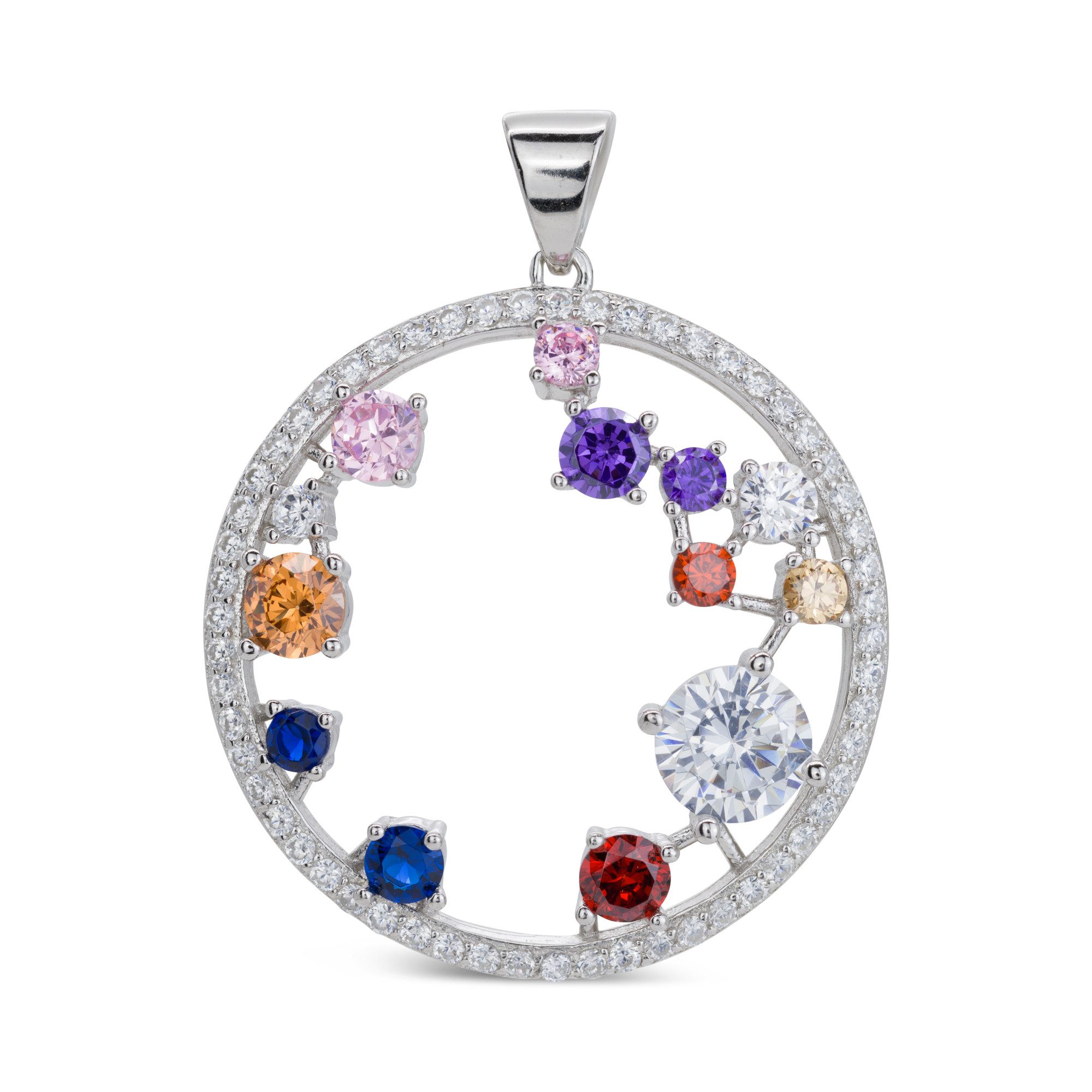 SCHEPPE SCHMUCK Кулоны 925 Sterling Silber - rund - Multicolor - Cubic Zirkonia (1-tlg., inclusive Schmuckbox), 3,3 x 2,7 x 0,5 cm