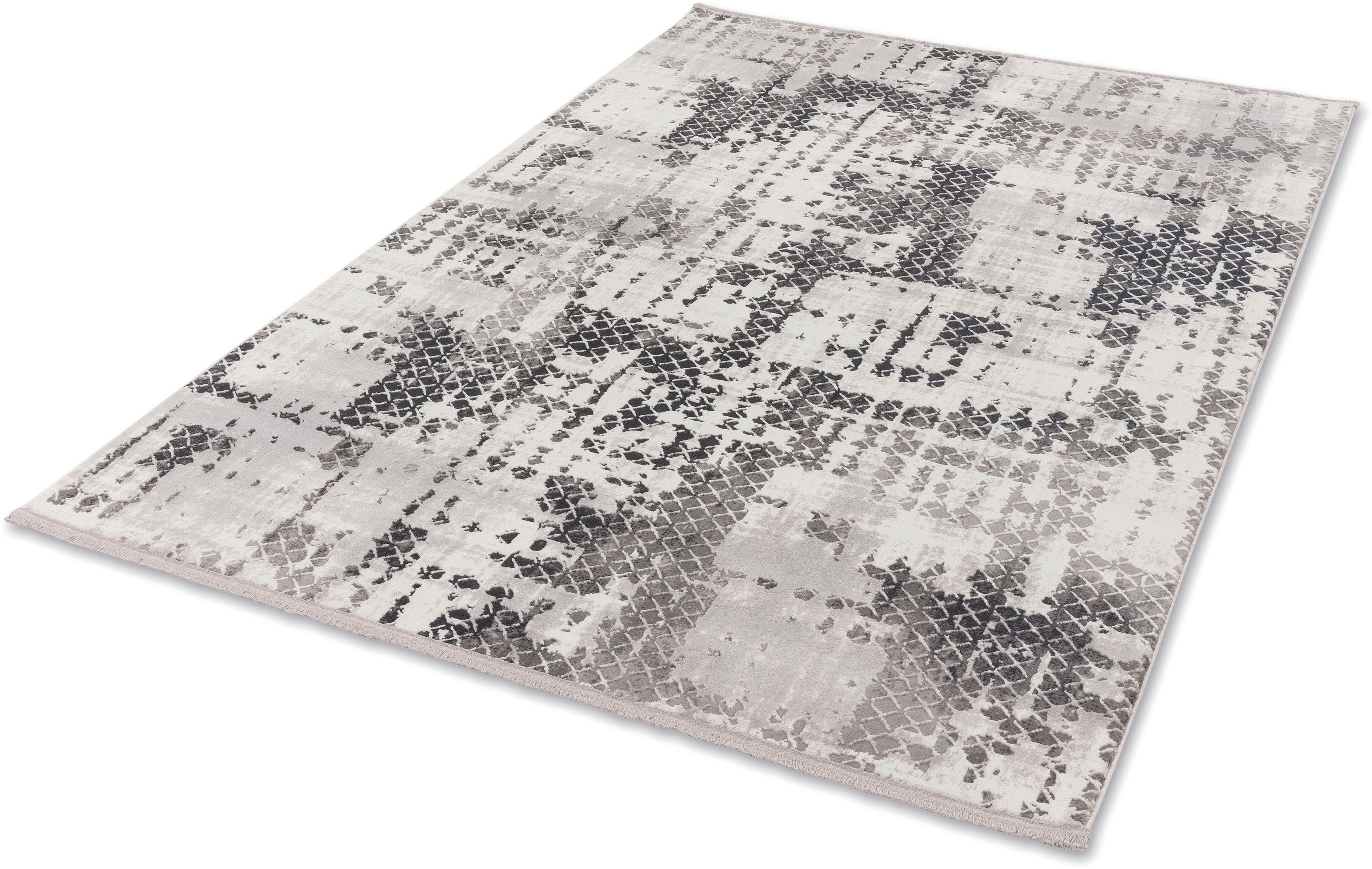 Teppich Vercelli 236 Kurzflorteppich, ASTRA, rechteckig, Höhe: 9 mm, wollig weiche Oberfläche, mit Fransen, 3-D Effekt, Wohnzimmer