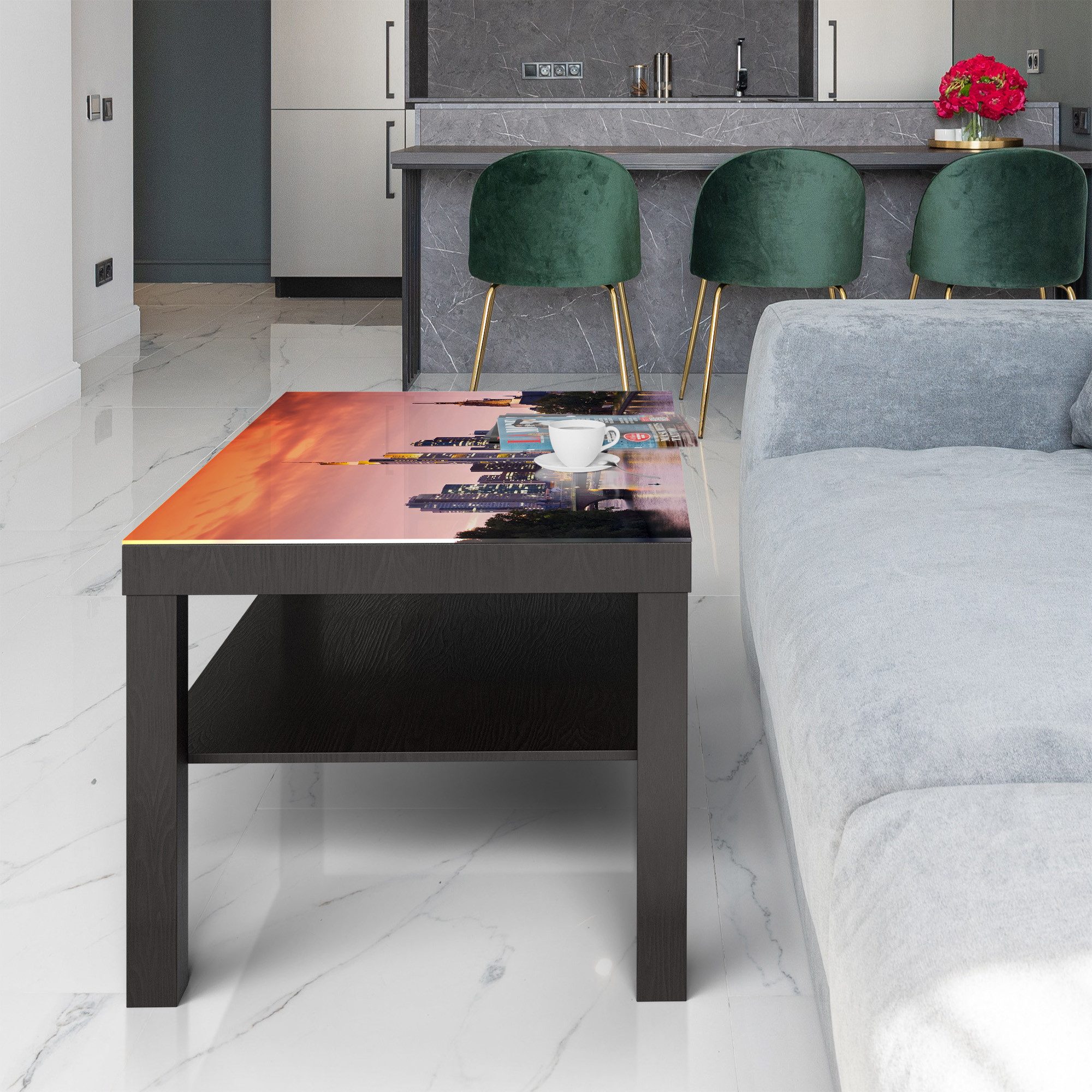 DEQORI Couchtisch 'Frankfurt im Abendglanz', Glas Beistelltisch Glastisch modern