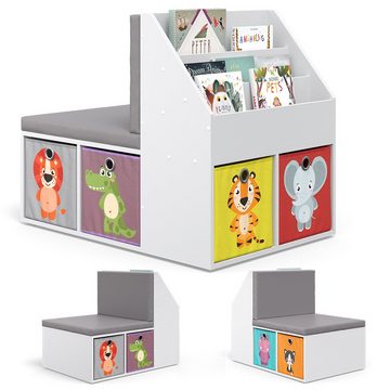 Vicco Bücherregal Kinderregal ONIX mit Sitzbank 6 Faltboxen Weiß
