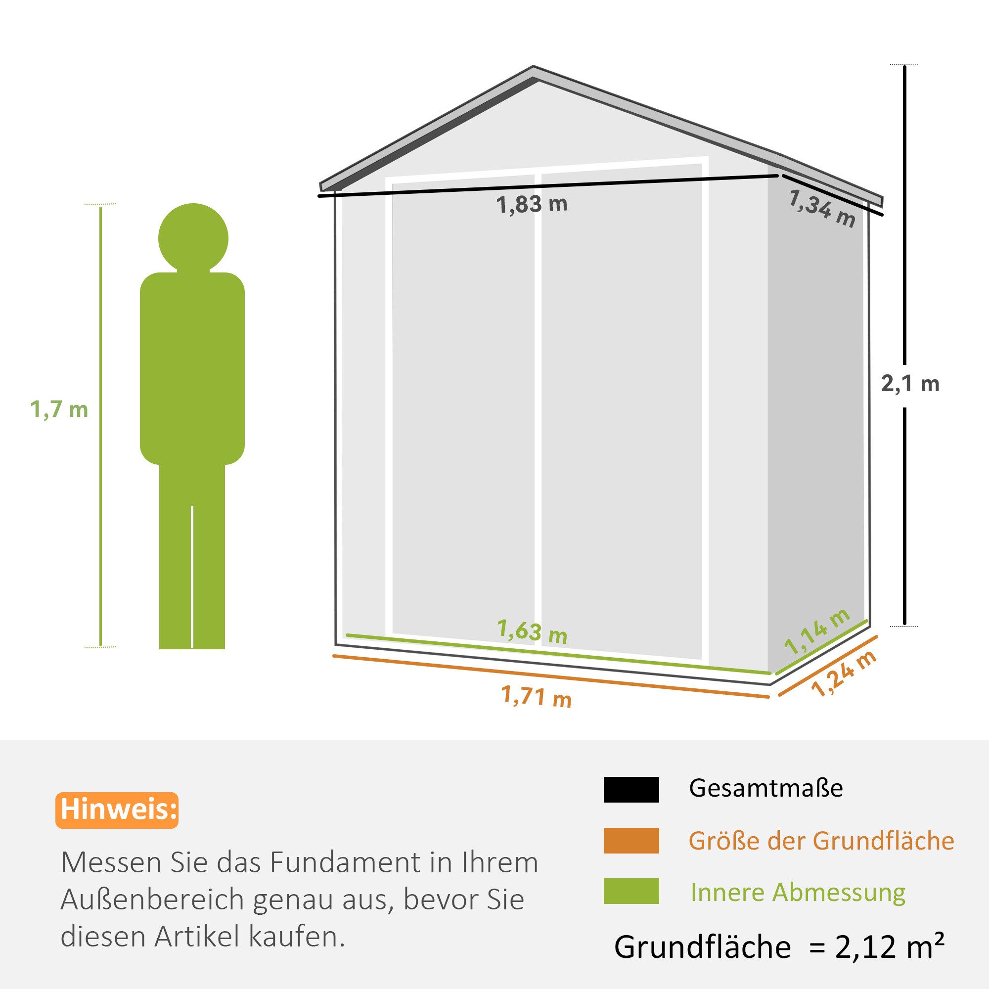 Outsunny Gerätehaus Geräteschuppen mit Satteldach Abschließbarer Tür Schuppen, BxT: 183x134 cm, (Geräteschuppen, 1 St., Geräteschrank), für Garten Balkon Grau