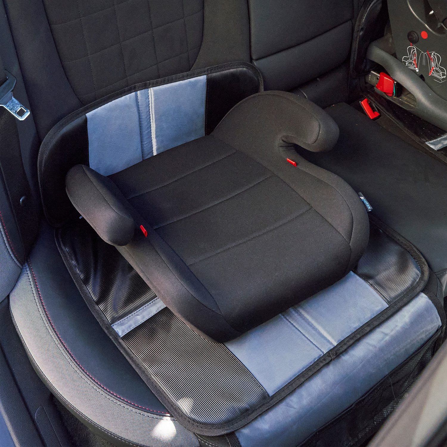 Diedrich Filmer GmbH Kindersitzunterlage Schutz-Unterlage Schon-Bezug Kindersitz Grau, Auto Sitz-Schoner KFZ Autositz-Auflage Netzfächer Isofix geeignet