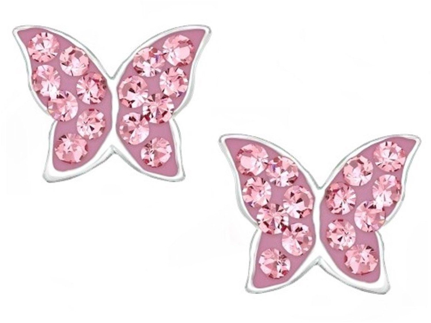 Paar Ohrstecker Schmetterling Ohrstecker Ohrringe aus 925 Sterling Silber mit Kristall