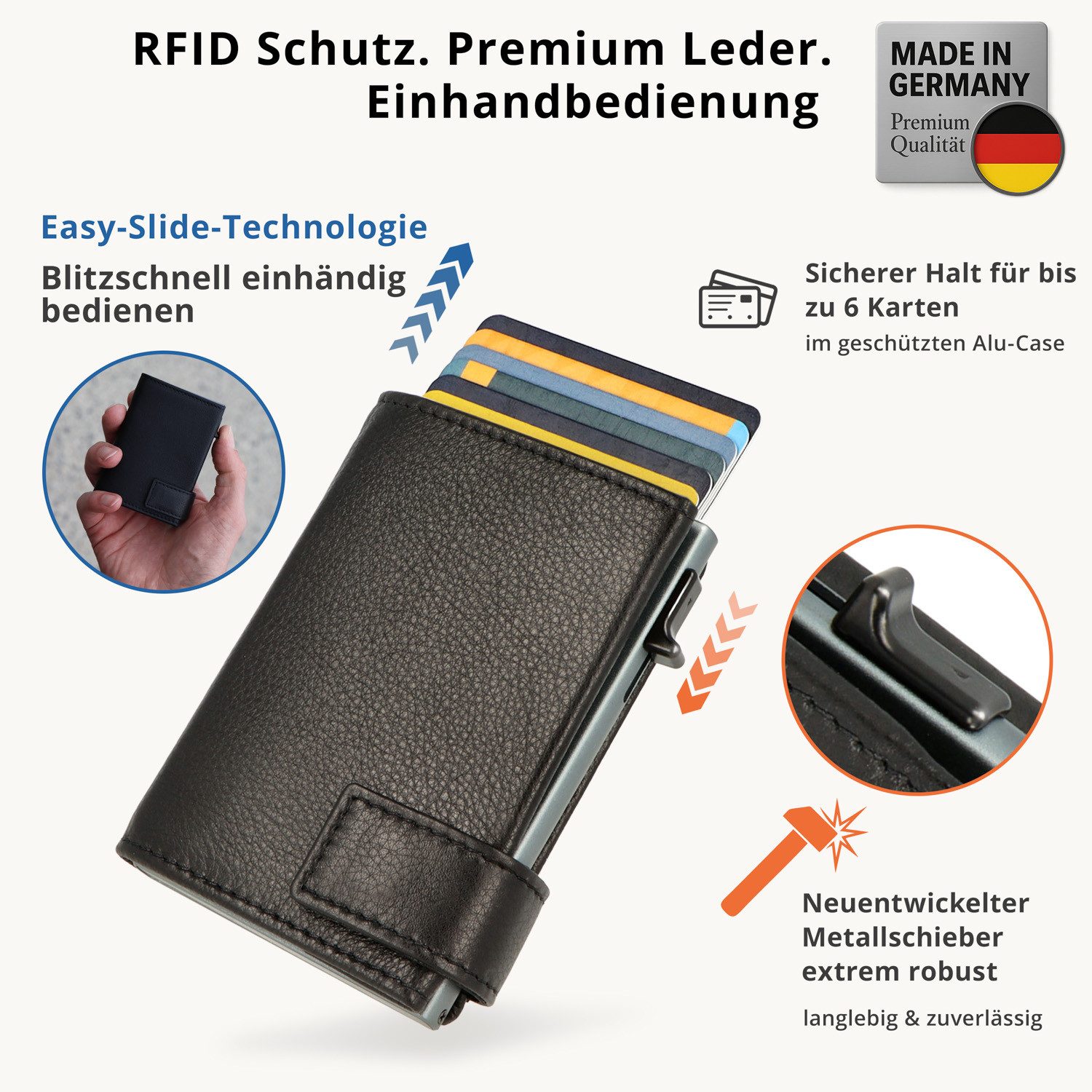 SecWal Geldbörse, Kartenetui mit Münzfach Druckknopf, Slim Wallet, RFID Schutz, Geldbeutel klein, für Damen und Herren