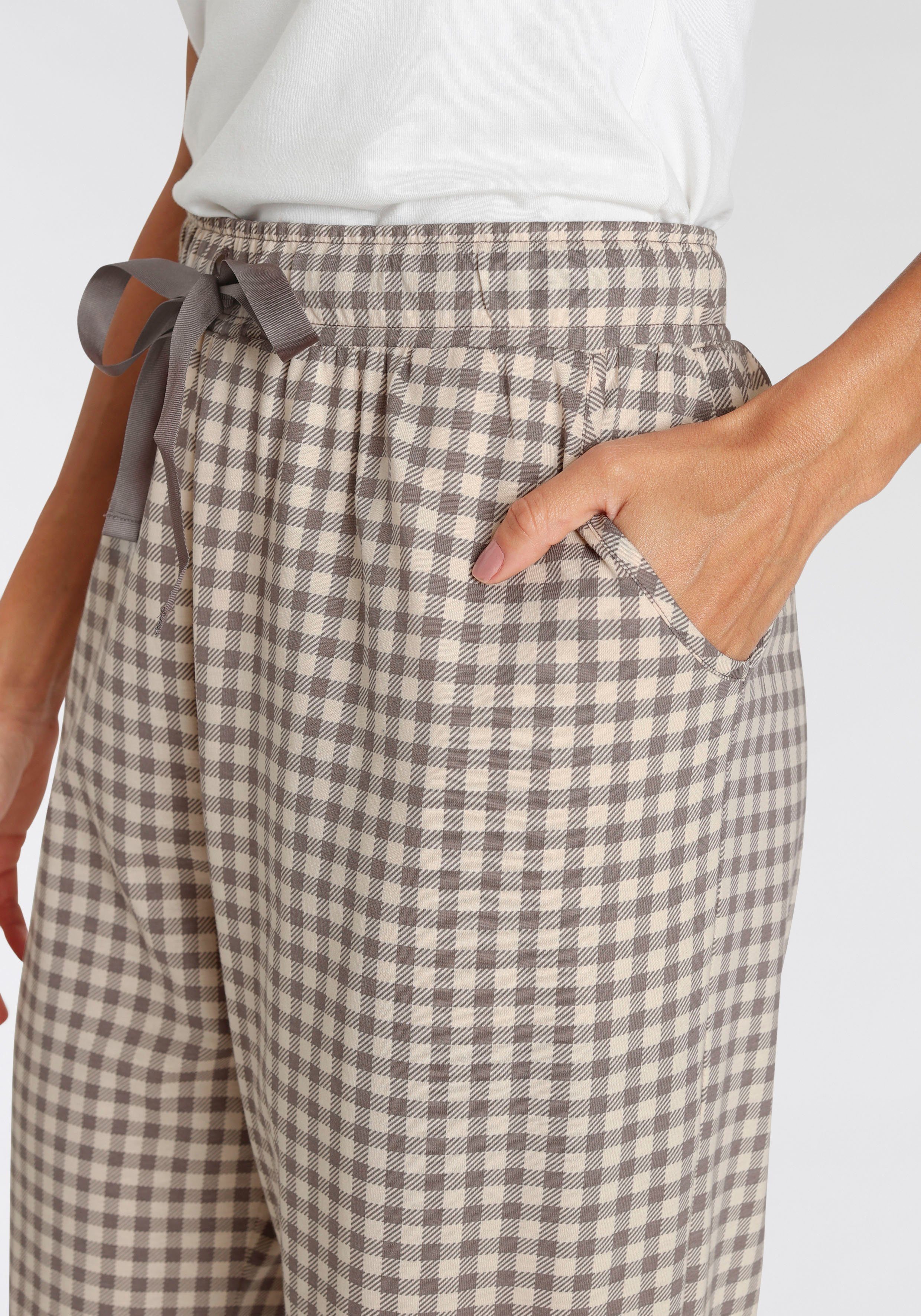 Schlafhose mit kartiert Pyjamahose Triumph Taschen seitlichen