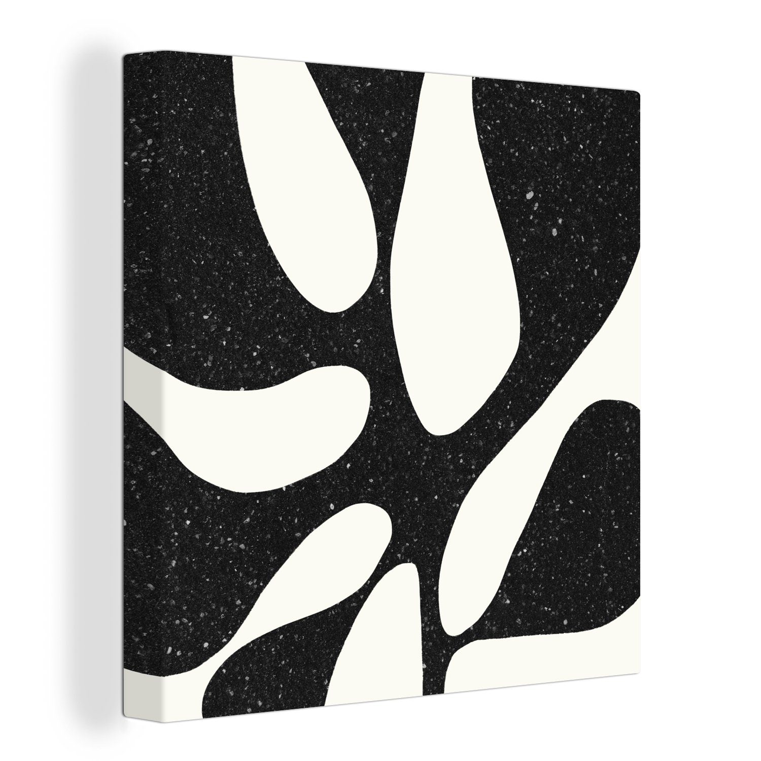 OneMillionCanvasses® Leinwandbild Pflanze - Schwarz - Minimalismus, Fotodruck (1 St), Wandbild, Deko Schlafzimmer Wohnzimmer Flur 20x20 cm