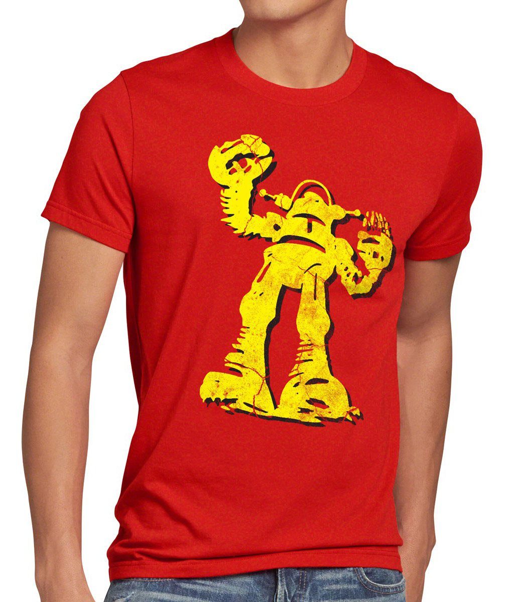 style3 Print-Shirt Herren T-Shirt Hero Robot Big Bang Sheldon TV Serie Roboter Cooper Comic Theory rot