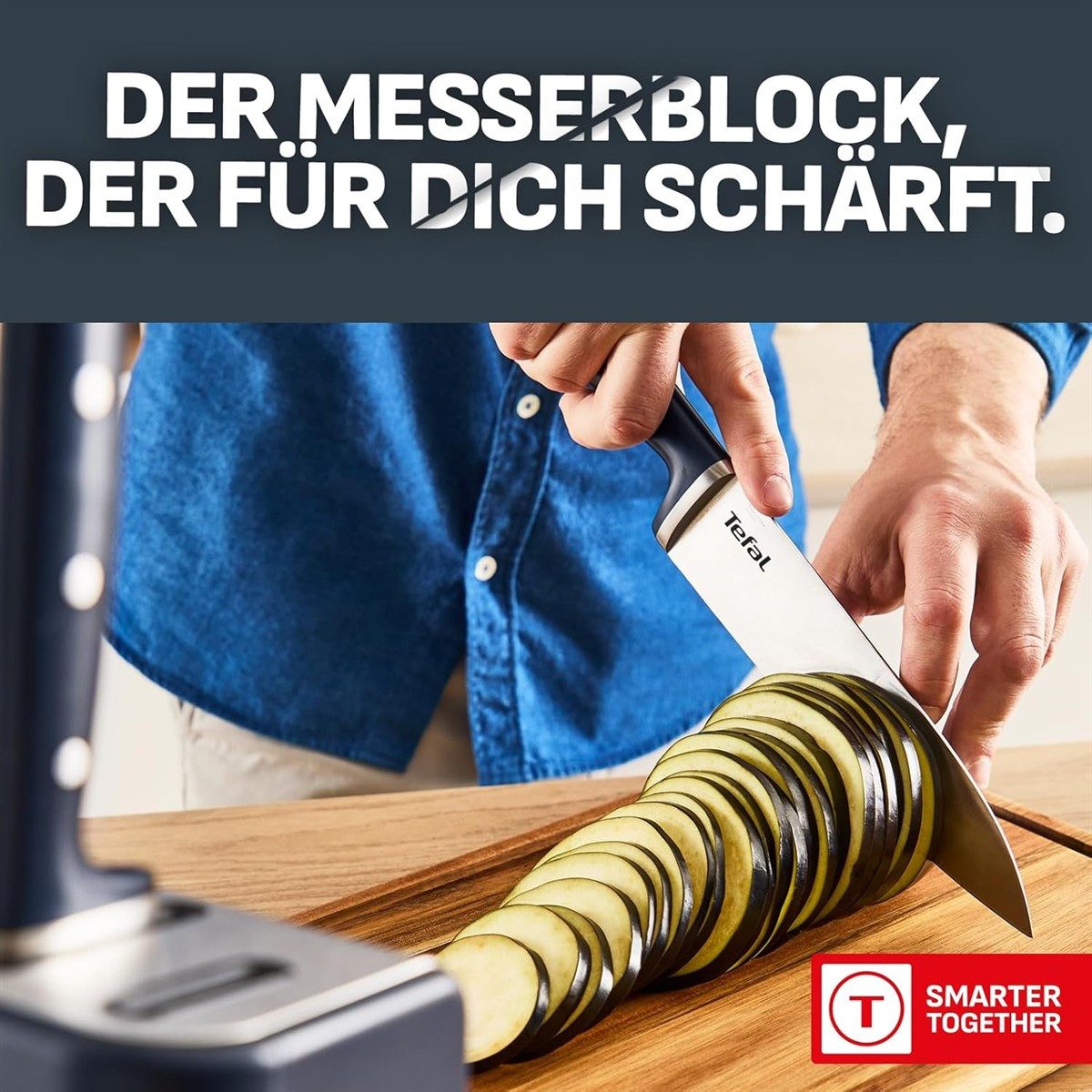 Tefal Messerblock Tefal EverSharp Pro 6-tlg.Messerblock rostfrei Blau K297S744 (6tlg), selbst schärfend