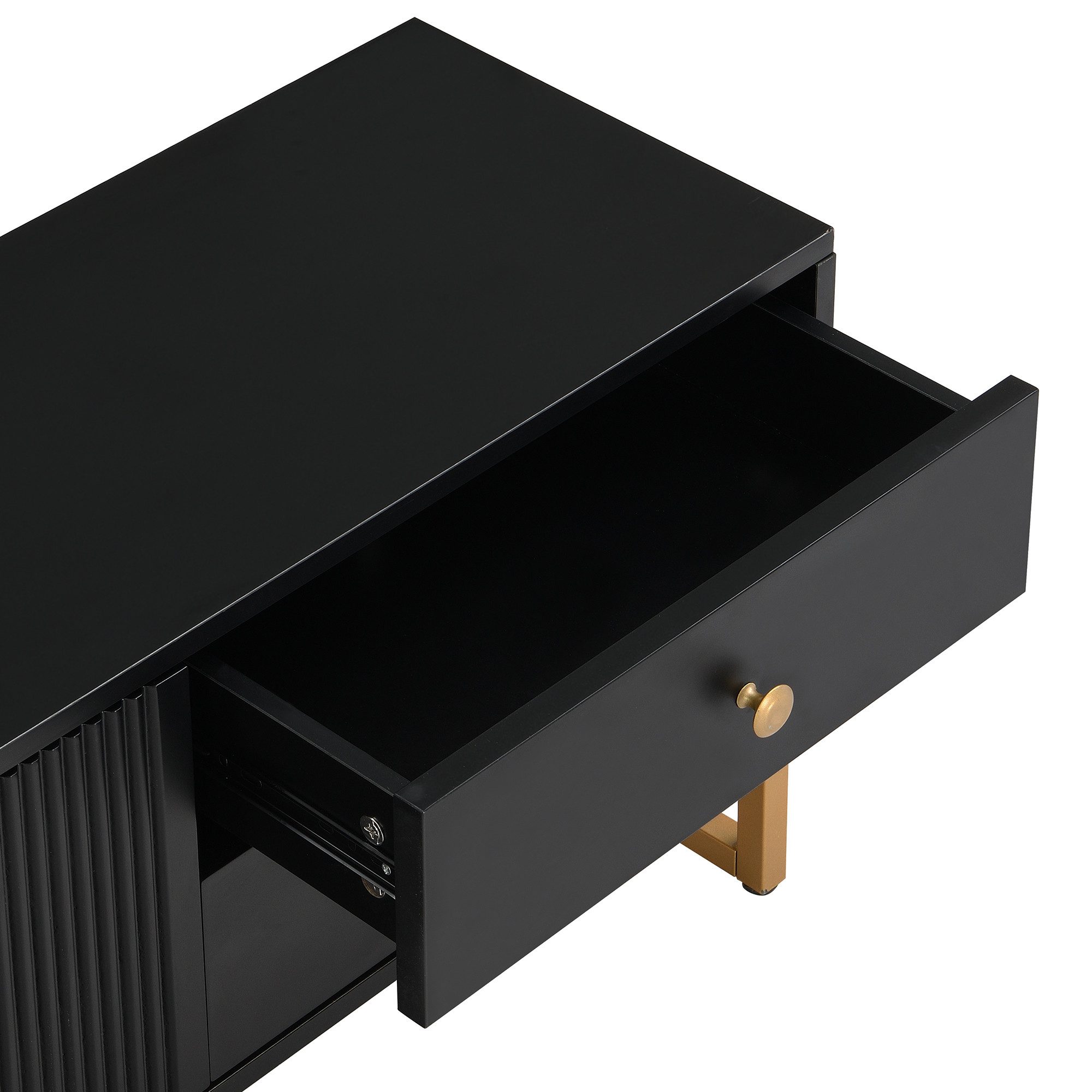 Merax Lowboard mit goldenen Metallsockel, TV-Schrank mit Türen und Schubladen,Fernsehtisch,TV-Ständer,B:175cm