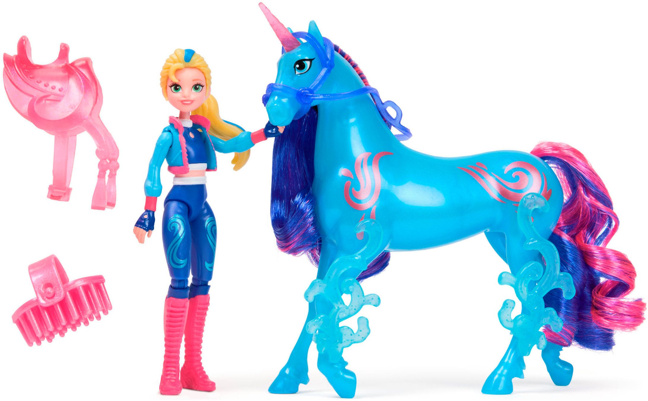 Spin Master Anziehpuppe Unicorn Academy - Isabel & Einhorn River, mit echter Mähne