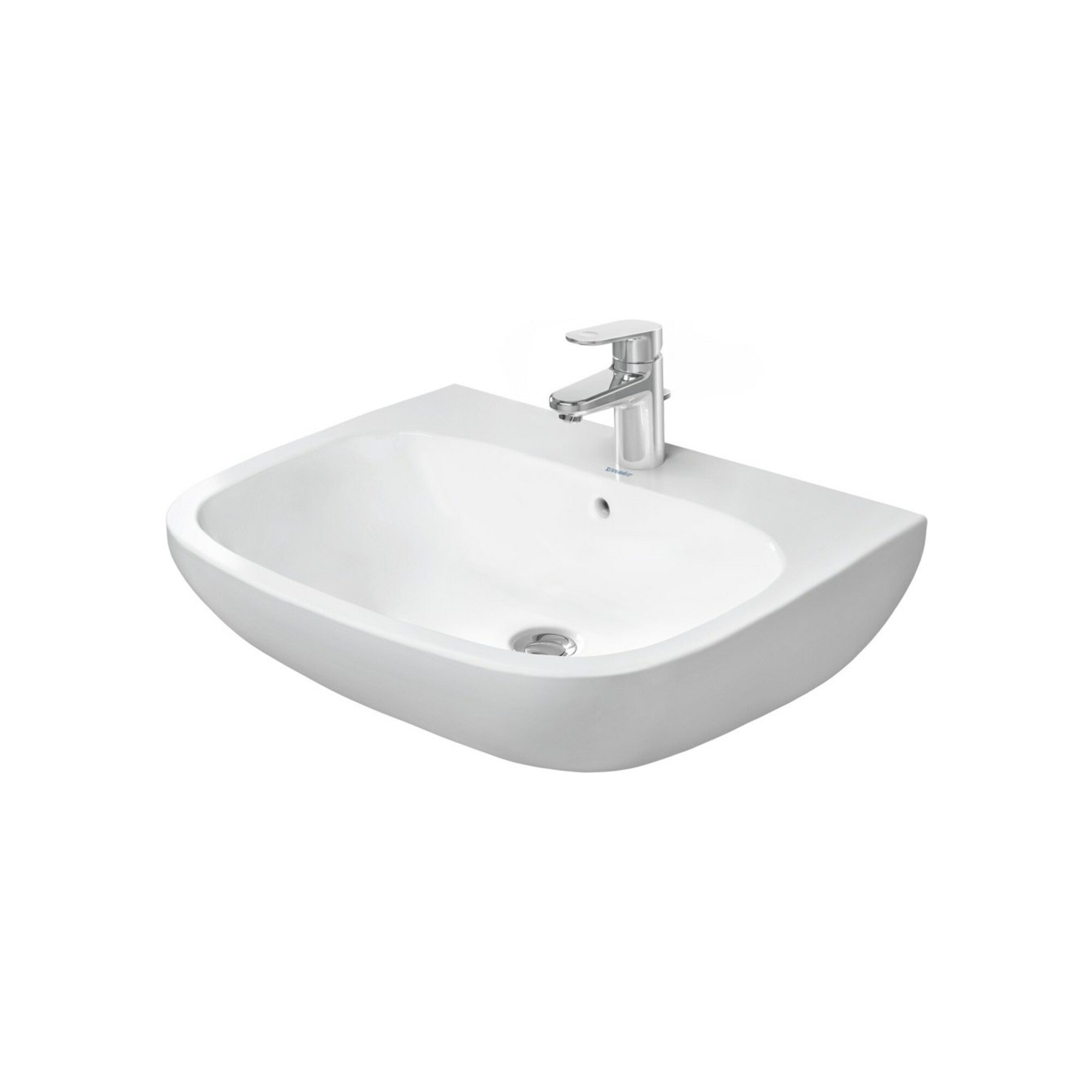 Duravit Badmöbel-Set Duravit Waschtisch D-Code 65x50cm, m HL, ÜL, Hahnlochbank, weiß