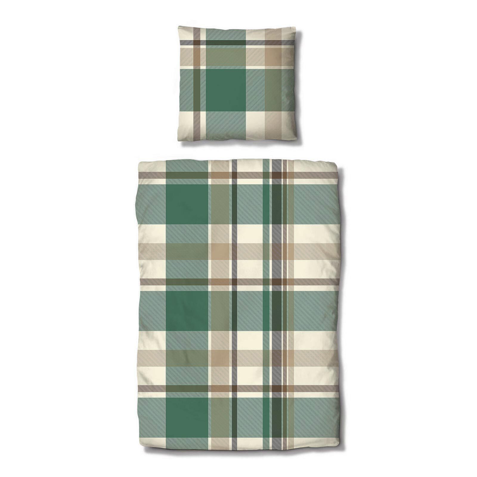 TRAUMSCHLAF Bettwäsche Lech grün, Flanell, 2 teilig, hochwertige Flanell Qualität, kuschelig weich