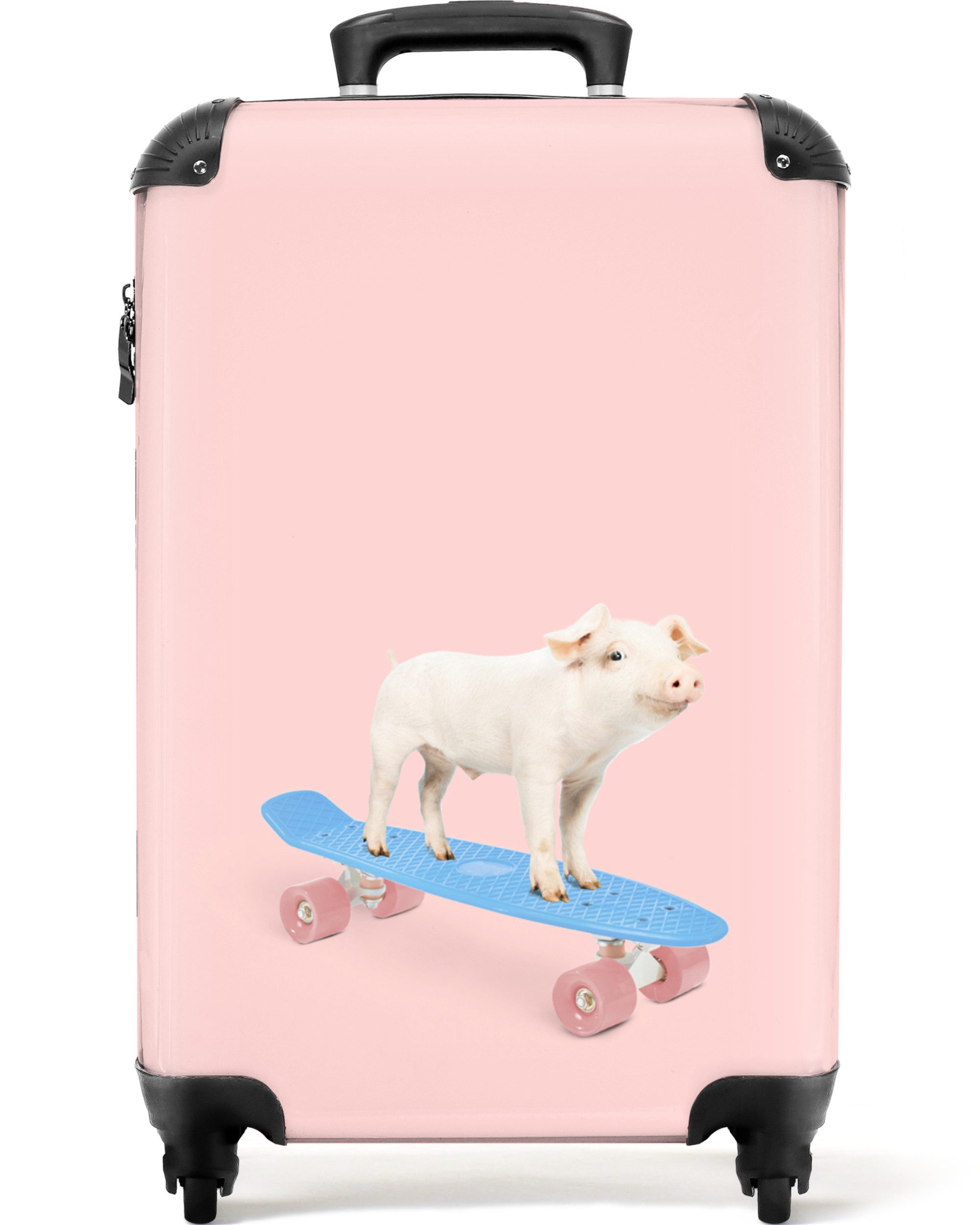 Kinderkoffer Schwein - Rosa - Skateboard - Blau - Tiere 55x35x20cm