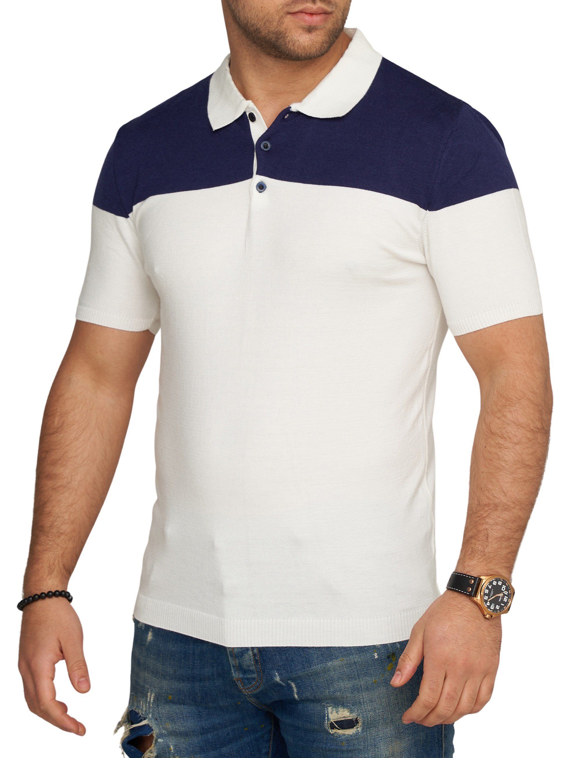 CARISMA Poloshirt CRPARATI Strick Kurzarm Polo T-Shirt Color-Block Weiß