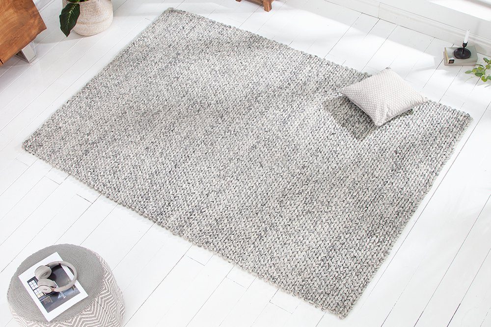 Teppich INFINITY HOME Wolle-Gemisch 10 mm, 240x160cm rechteckig, grau, Höhe: riess-ambiente, · Wohnzimmer Handarbeit ·
