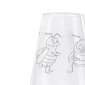 Mr. & Mrs. Panda Weißweinglas Bienen Paar - Transparent - Geschenk, Freundin, Hochwertige Weinacces, Premium Glas, Einzigartig graviert