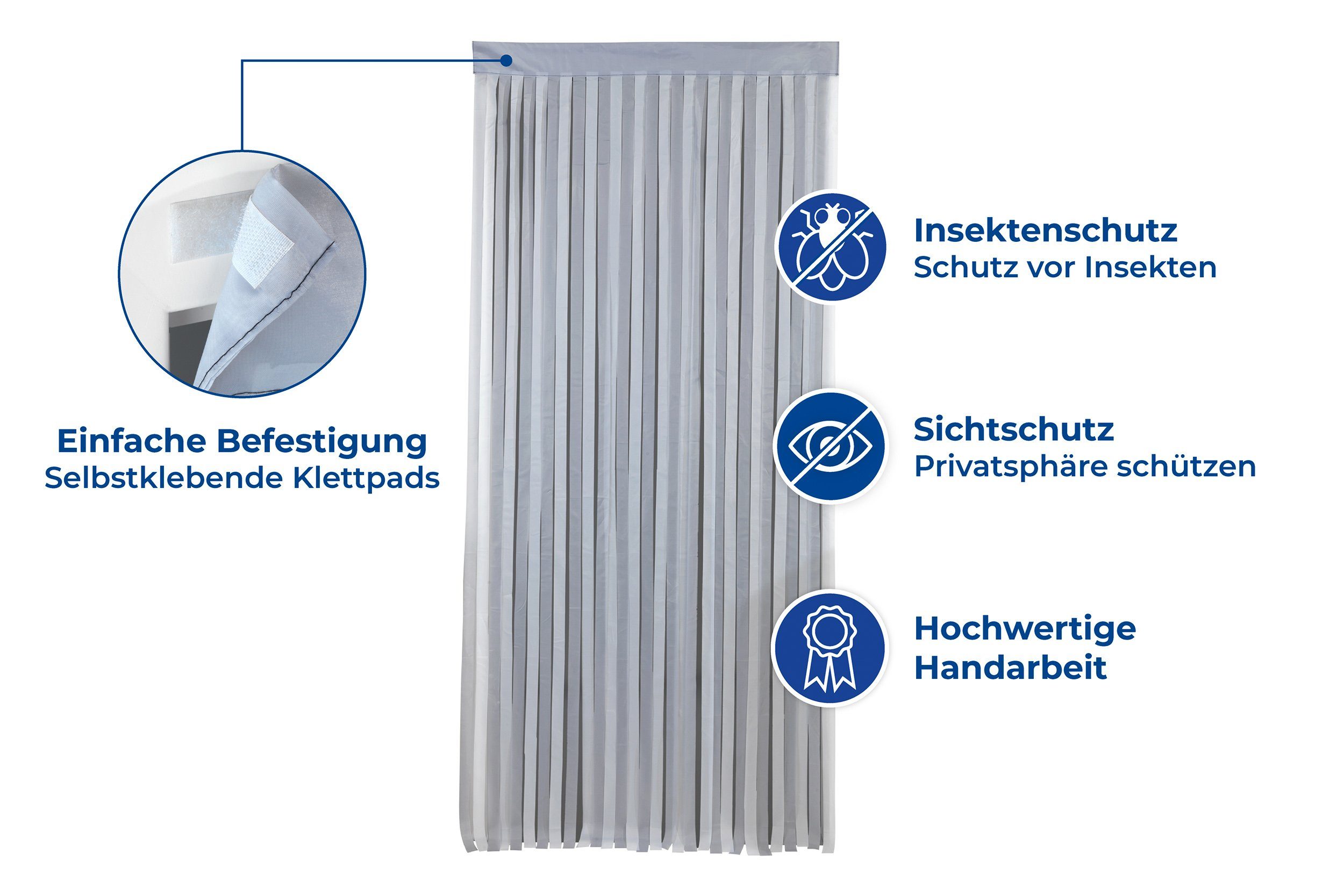 Maximex Türvorhang Insektenschutz (1 St), Klettband, blickdicht, Polyester, Zuschneidbar. Reflektiert Sonne und Hitze, Insekten- und Sichtschutz