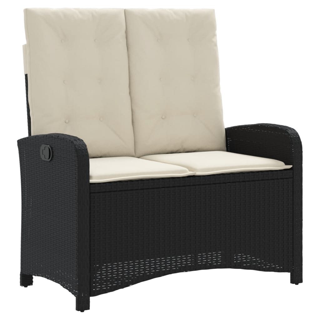 Gartenbank Gartenbank Verstellbar mit Kissen Schwarz Poly Rattan