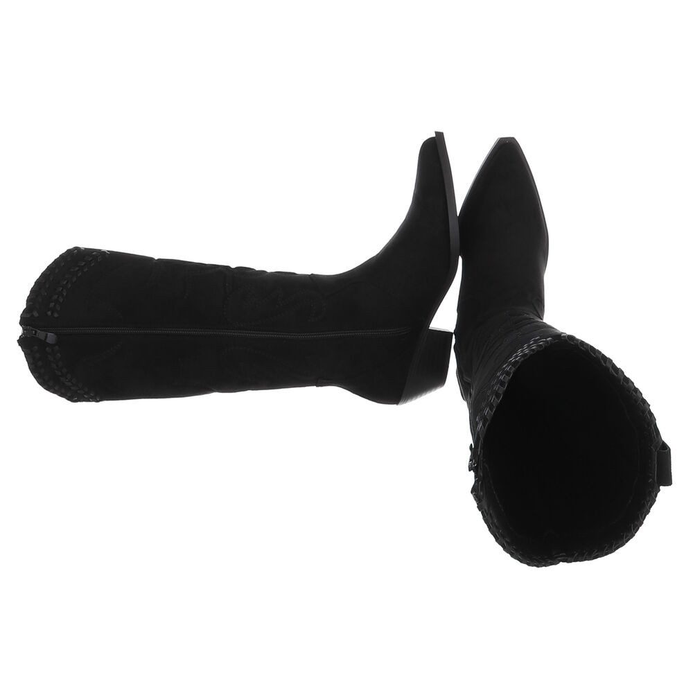 Ital-Design Damen Westernstiefel mit Blockabsatz und Ziernähten Westernstiefel (92299582) Blockabsatz Stiefel in Schwarz – Bild 2 von 5
