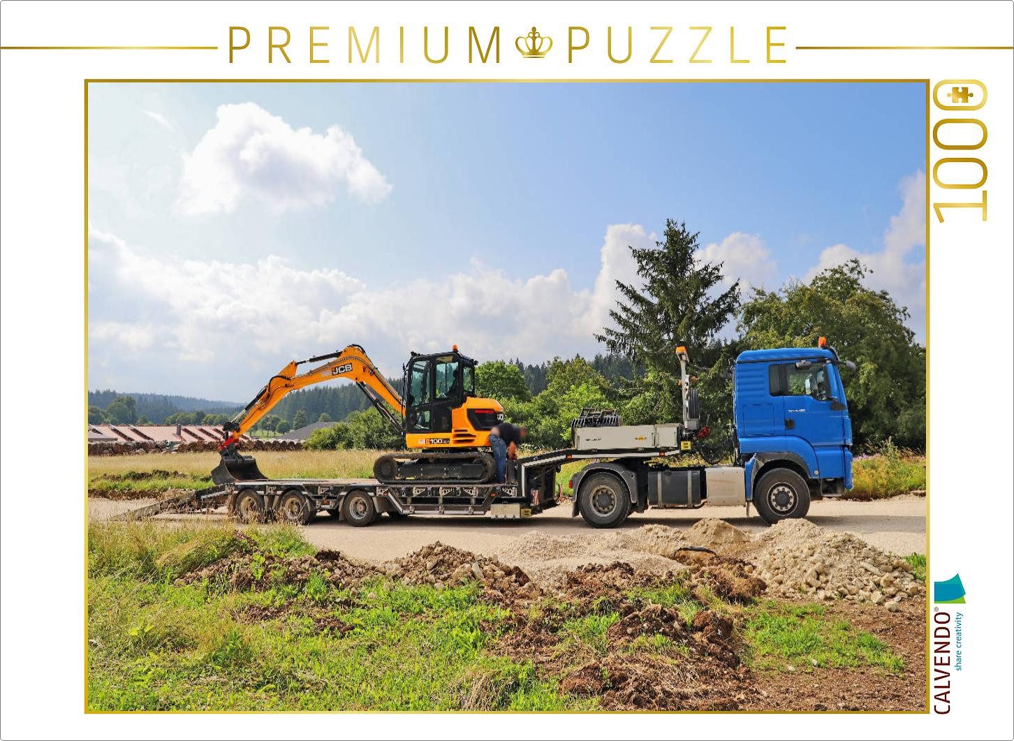 CALVENDO Puzzle CALVENDO Puzzle Excavator on a flatbed truck, 1000 pieces, finished s, 1000 Puzzleteile