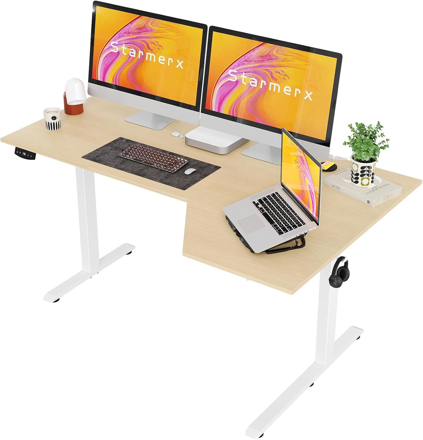 GarveeMore Schreibtisch Elektrischer L-förmiger,Höhenverstellbar 72-116cm,ergonomischer, Steh-Arbeitsplatz,Speicherfunktion,Schreibtisch für Büro oder Zuhause