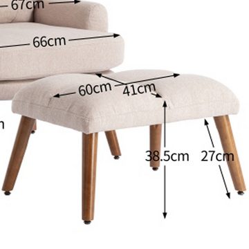 FUROKOY Loungesessel Sessel Wohnzimmer Einzelsofa Relaxsessel mit Fußhocker, Fußstütze, Hocker, (Nur beige Hocker)