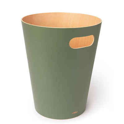 Umbra Mülleimer Woodrow Abfalleimer Grün, 7,5 Liter, aus Holz, Papierkorb