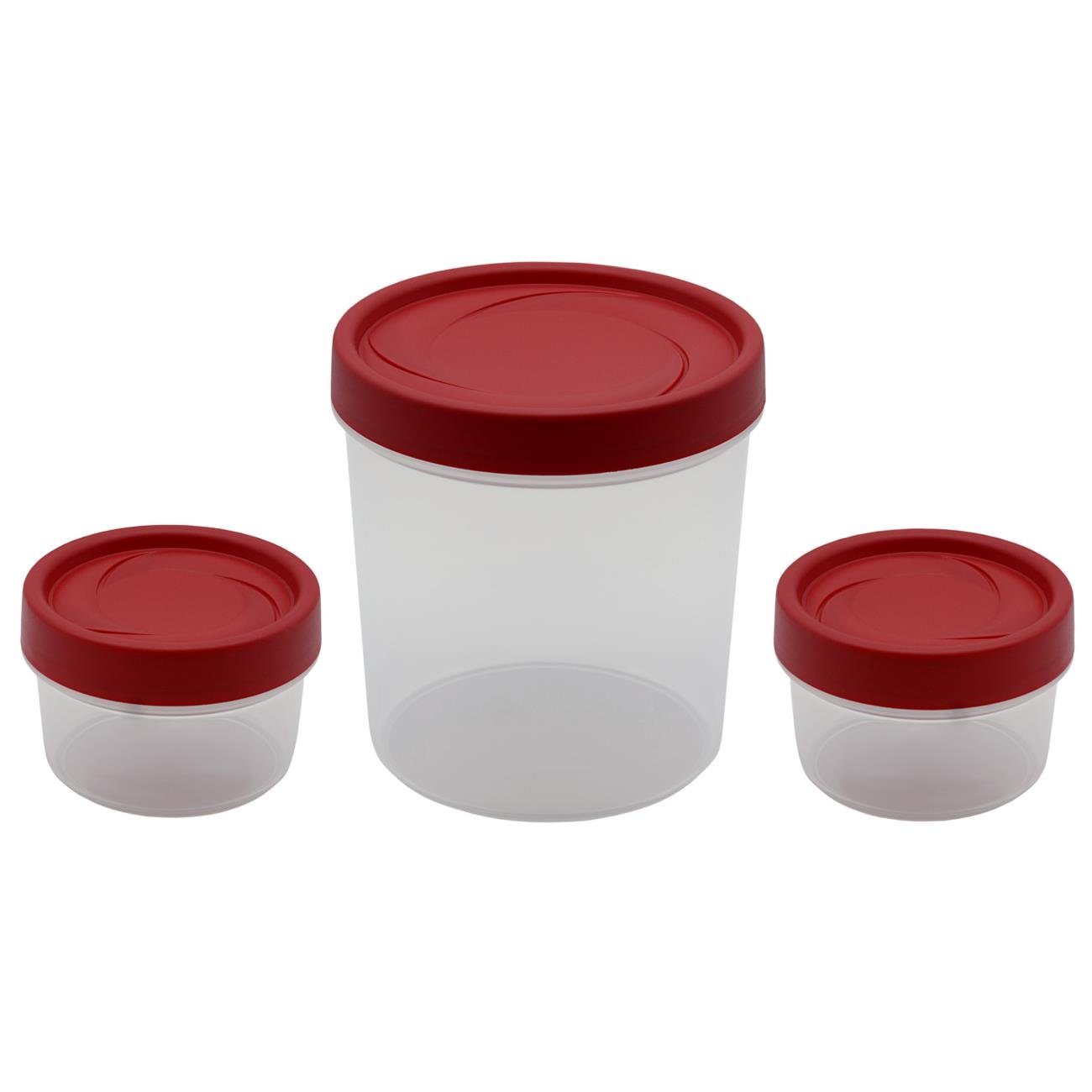 Engelland Vorratsdose Gewürzdosen Set mit Schraubdeckel, Kunststoff, (Vorteils-Set, 3-tlg., stapelbar), Plastikdose, BPA-frei, lebensmittelecht, rund