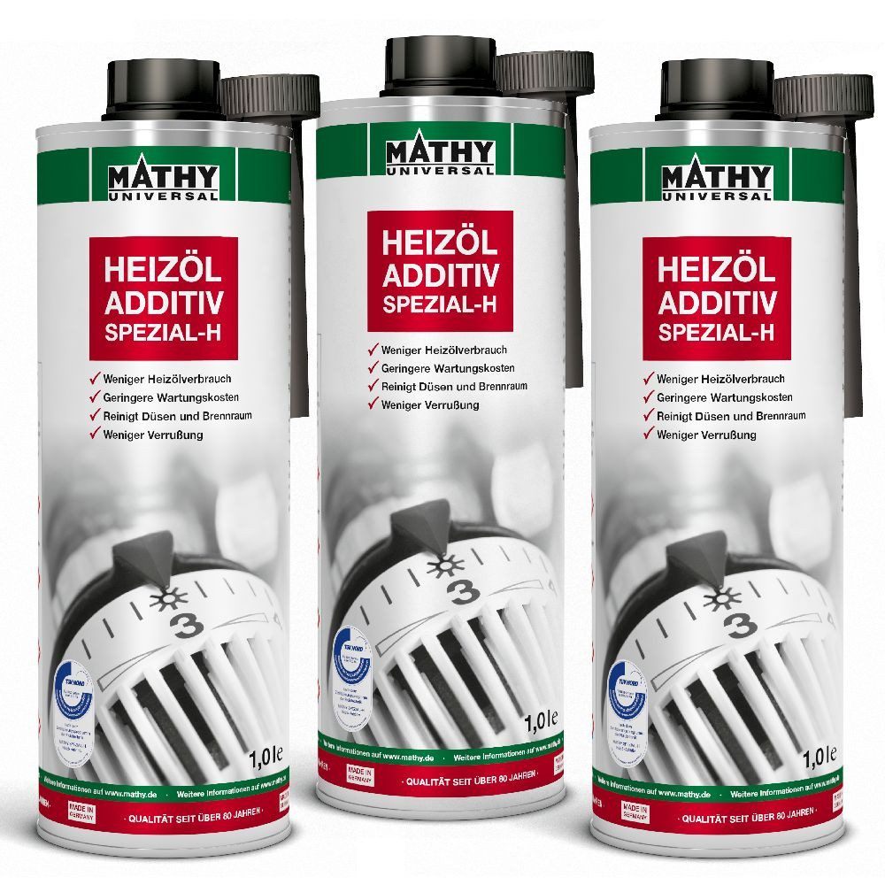 MATHY Öl-Additiv MATHY SPEZIAL-H Heizöl-Additiv 3 x 1,0l, 3,0 l, (3-St) Schützt das Heizölsystem, reinigt Düsen und Brennraum