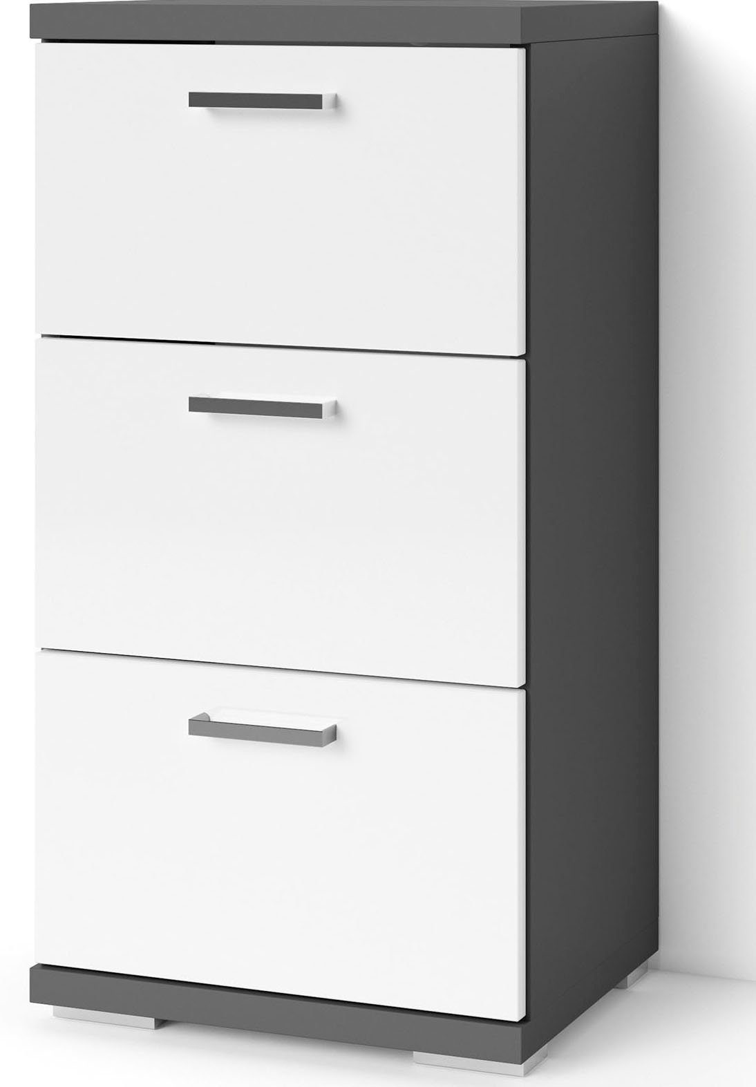 byLIVING Badkommode Nebraska, Breite 35 cm, Badezimmerschrank mit Metallgriffen, 3 Schubladen
