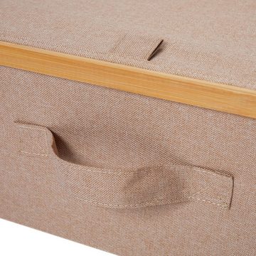 Lumaland Aufbewahrungsbox faltbares Unterbett Aufbewahrungsbox Organizer (Aufbewahrung von Unterwäsche etc), Bambus-Rahmen im 2er Set Maße 54 x 33 x 18 cm - Grau