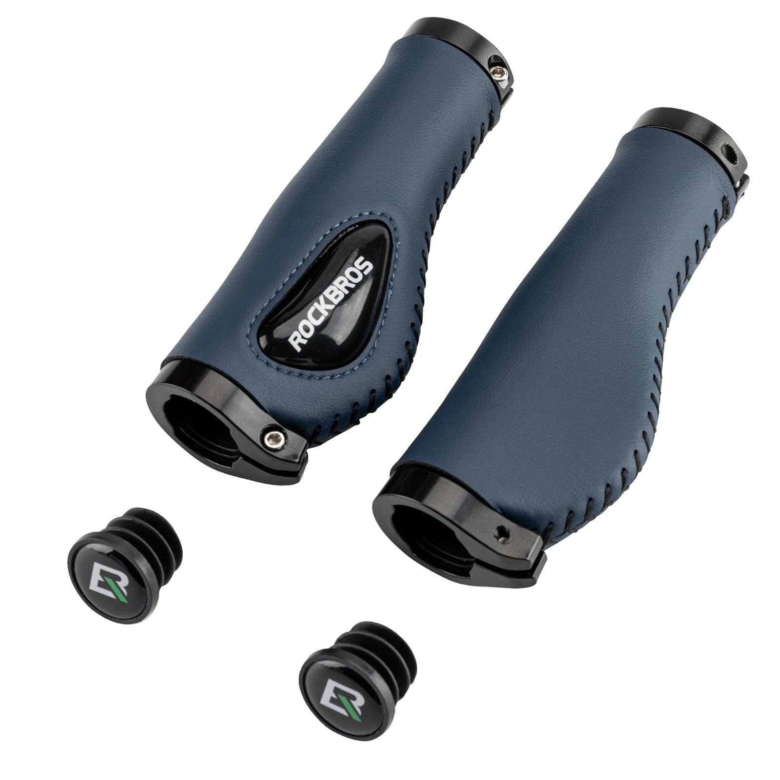 ROCKBROS Fahrradlenkergriff 22,2 mm Rutschfeste MTB Lenkergriffe mit Gel & PU Leder (für Fahrrad, Mountainbike, E-Bike, Rennrad), mit Lock-On Design, Stoßdämpfende Lenker Griffe