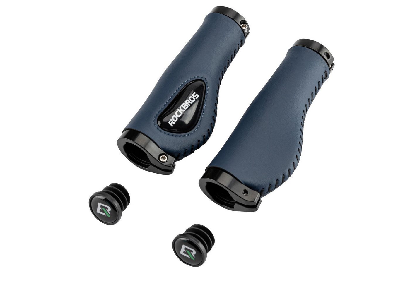 ROCKBROS Fahrradlenkergriff 22,2 mm Rutschfeste MTB Lenkergriffe mit Gel & PU Leder (für Fahrrad, Mountainbike, E-Bike, Rennrad), mit Lock-On Design, Stoßdämpfende Lenker Griffe