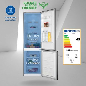 exquisit Kühl-/Gefrierkombination KGC265-70-NF-040C, 180,5 cm hoch, 54,5 cm breit, Energieeffizienzklasse C, 253 Liter Nutzinhalt, Total NoFrost