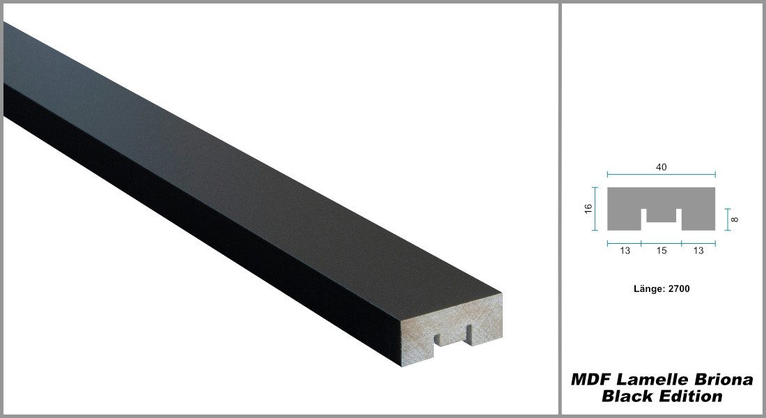 Hexim Wanddekoobjekt Briona Black Edition (Lamellen 2,7 Meter - MDF Holzlam günstig online kaufen