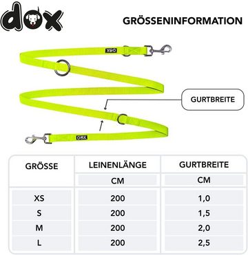 DDOXX Hundeleine Hundeleine Nylon, 3fach verstellbar, 2m, Gelb