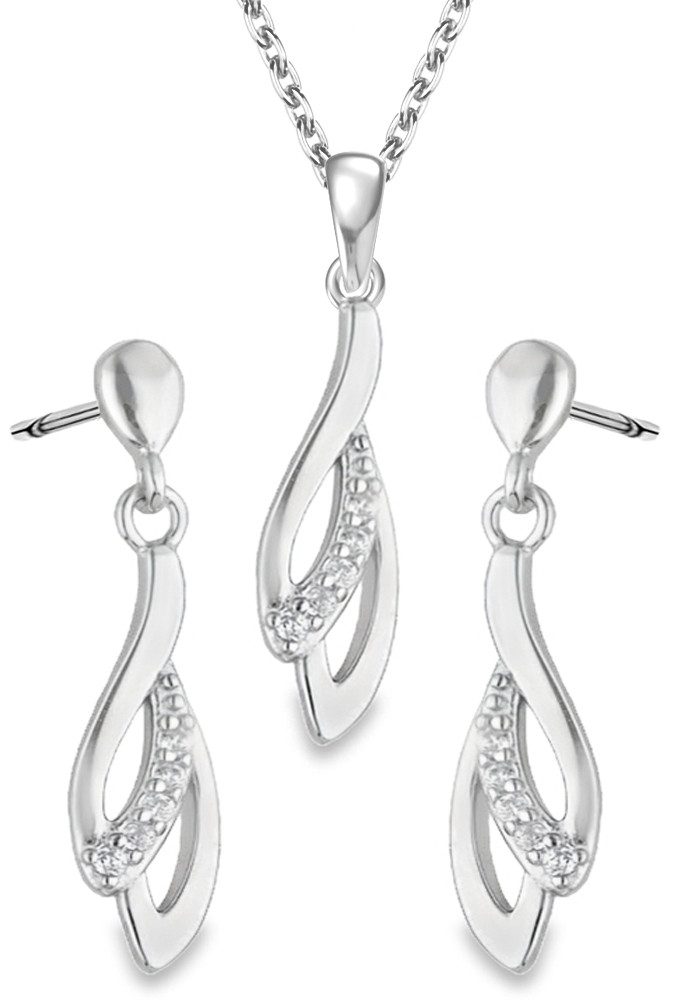 Schmuckset 925 Silber Ohrstecker Halskette mit Anhänger Kette hängende Ohrringe