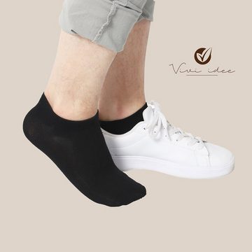 Vivi Idee Sneakersocken 10/20 Paar Bambussocken Herren Damen Füßlinge in Schwarz (10-Paar) anti Schweiß, atmungsaktiv, verstärkte Ferse und Zehenbereich