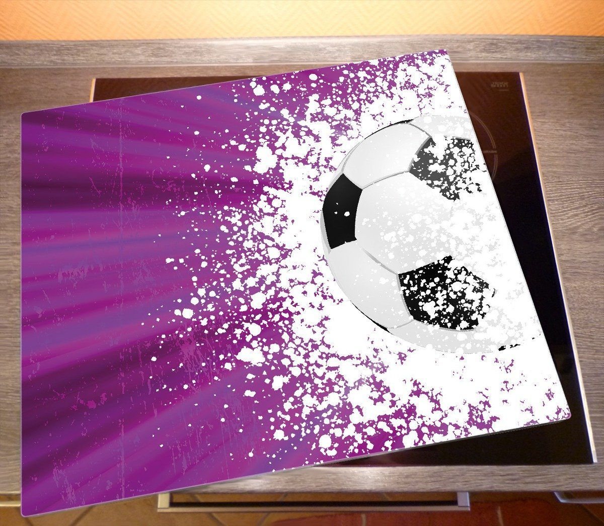 Fußball verschiedene inkl. Größen (Glasplatte, pink, Splashing Noppen), tlg., ESG-Sicherheitsglas, Wallario 1 5mm - in Herd-Abdeckplatte Design