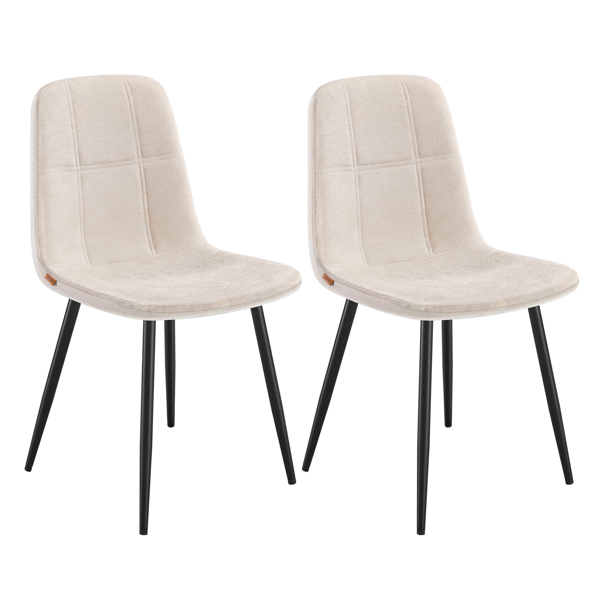 VASAGLE Esszimmerstuhl Metallbeine, verstellbare Füße, pflegeleicht (2 St), Chenille-Gewebe, PU mit von Gletschern inspiriertem Muster