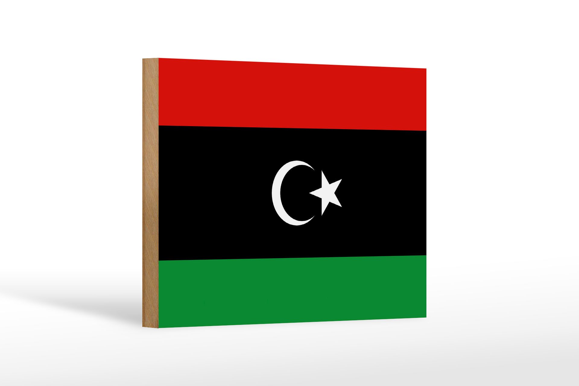 Femer GmbH Holzbild Flagge Libyens 18x12 cm Flag of Libya, Flaggen (1 St), Glatte Holzfaserplatte (MDF), vorn beschichtet