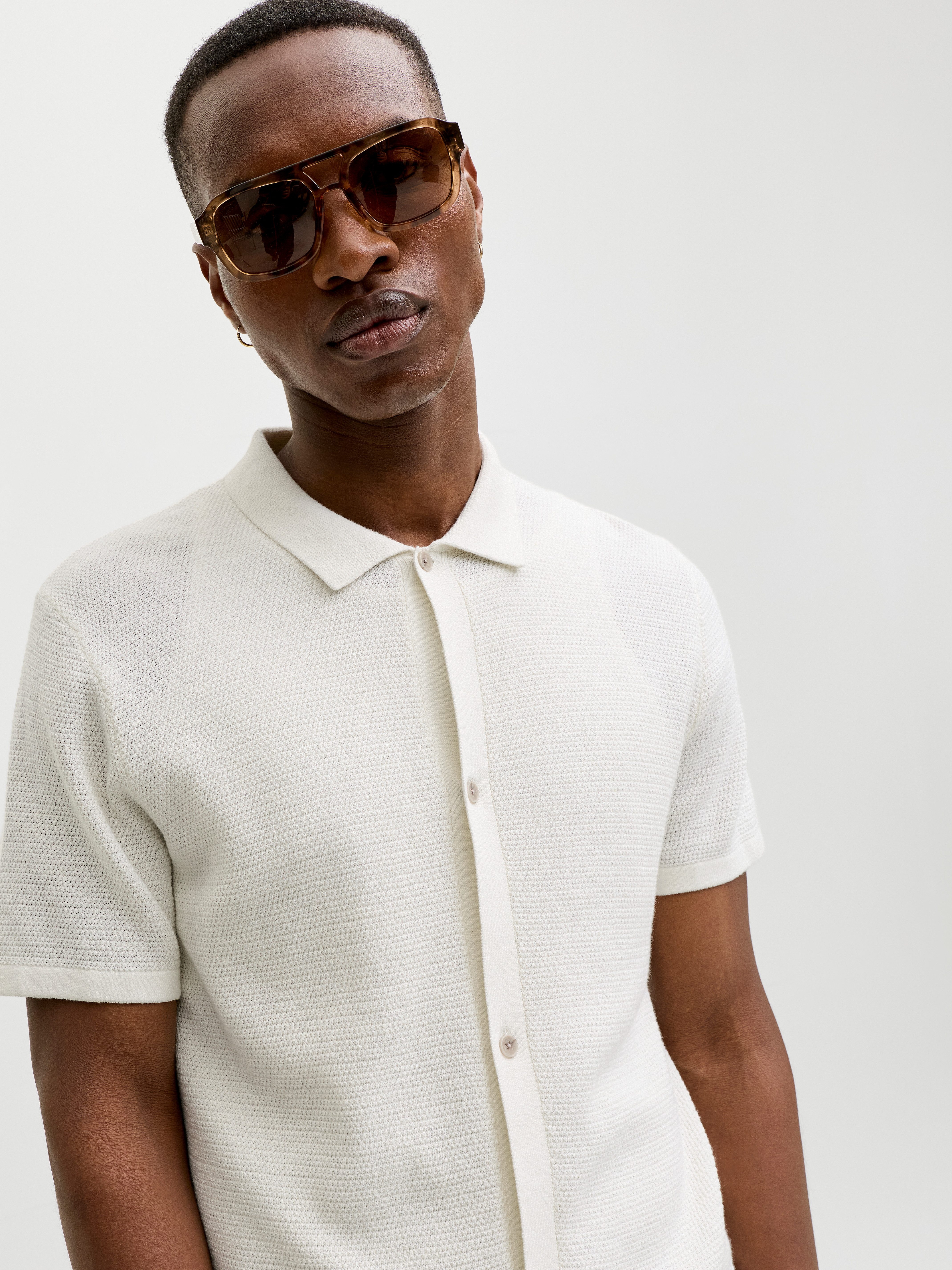 Jack & Jones Strickpullover JJEGEORGE KNIT SHIRT SS SN mit Polokragen