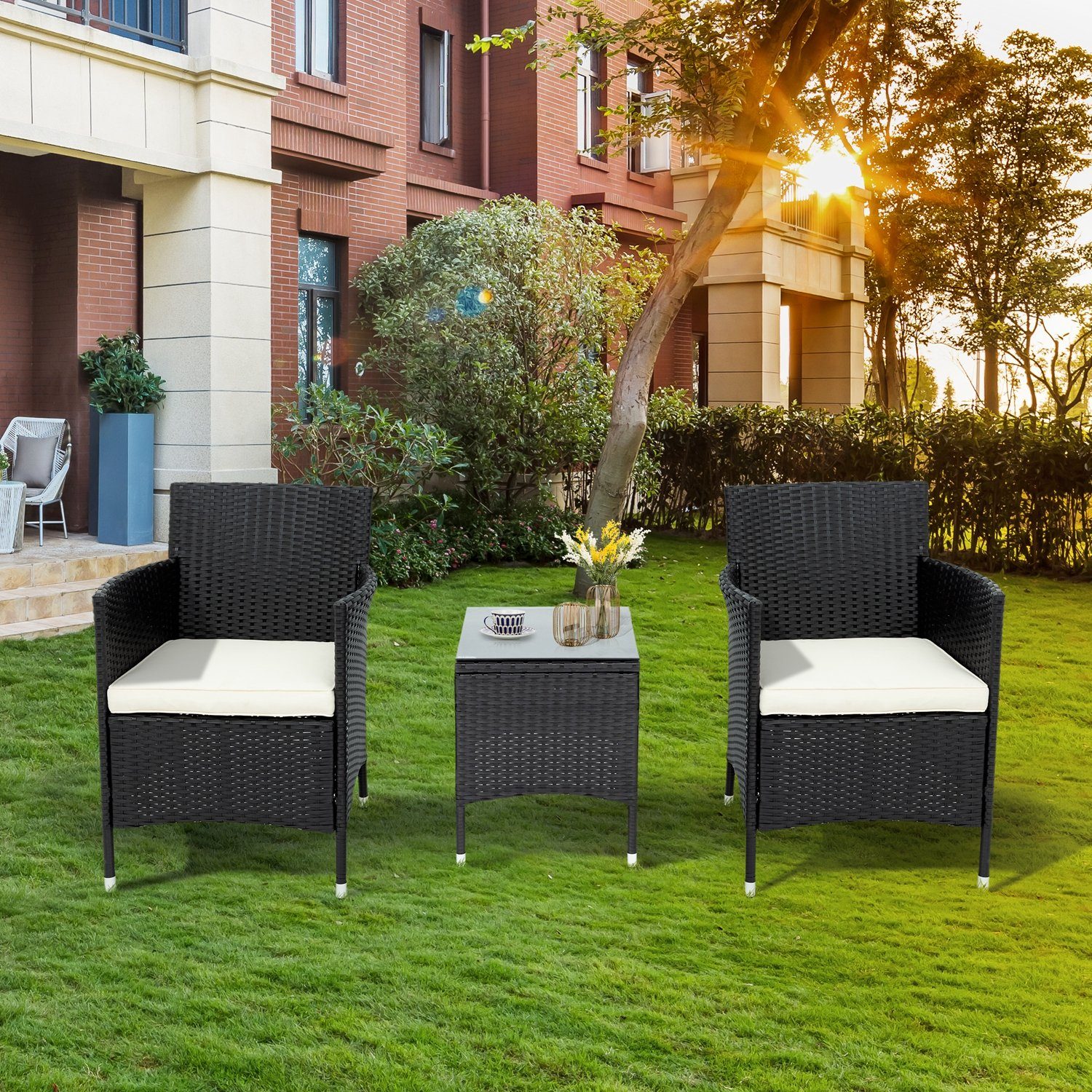 Merax Gartenmöbelset »Nha Trang«, Polyrattan Balkonmöbel Set 2 Personen