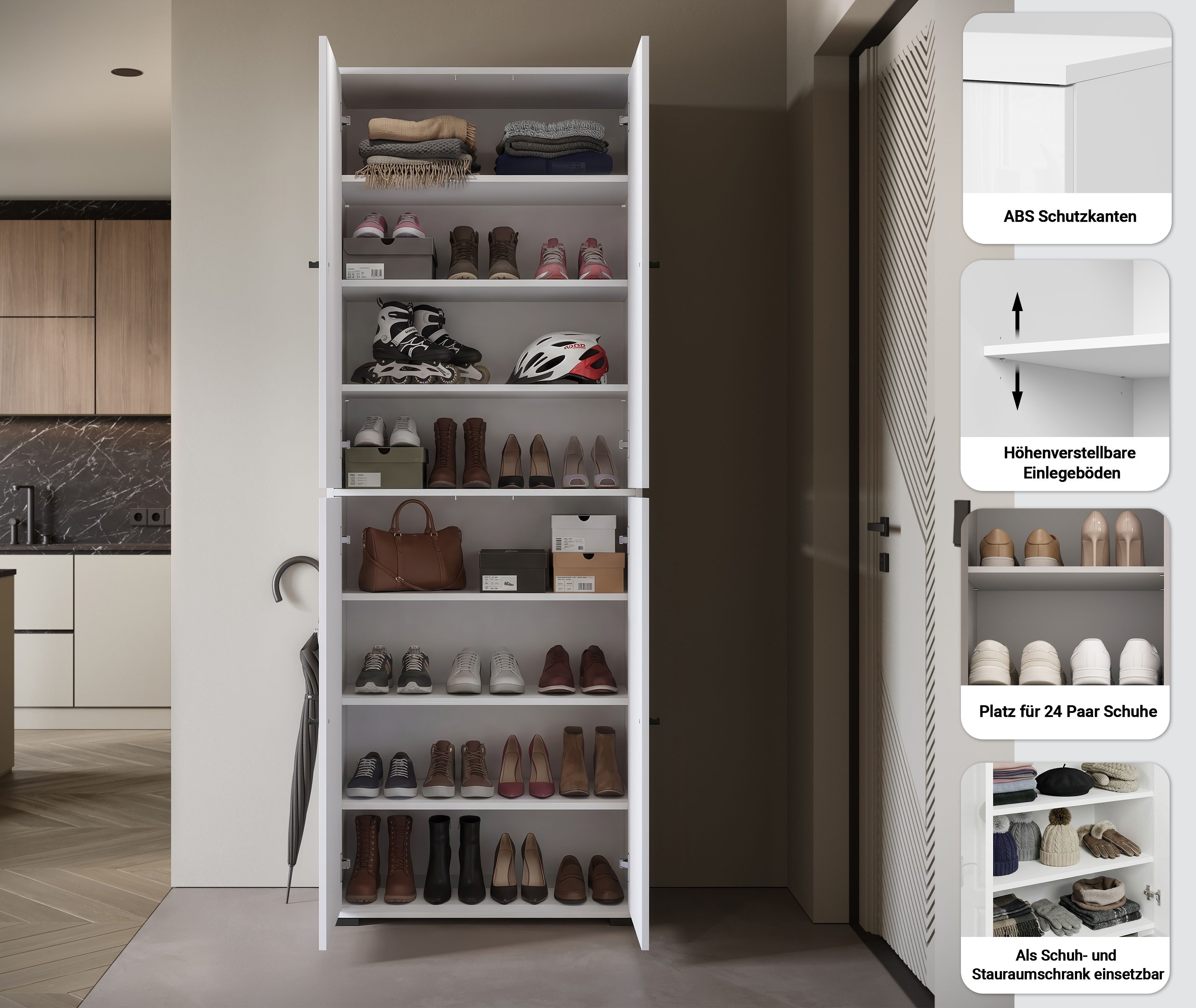 Home affaire Schuhschrank Schuhkommode Dino Flurschrank mit verstellbaren Einlegeböden, BxHxT: 70 × 190 × 33 cm