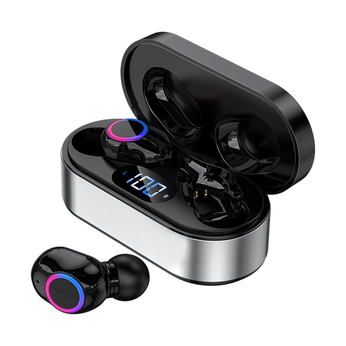 7Magic HiFi Stereo Wireless Kopfhörer Bluetooth 5.2 Bluetooth-Kopfhörer (Noise-Cancelling, Google Assistant, Siri, Wireless, HiFi Stereo, LED Anzeige)