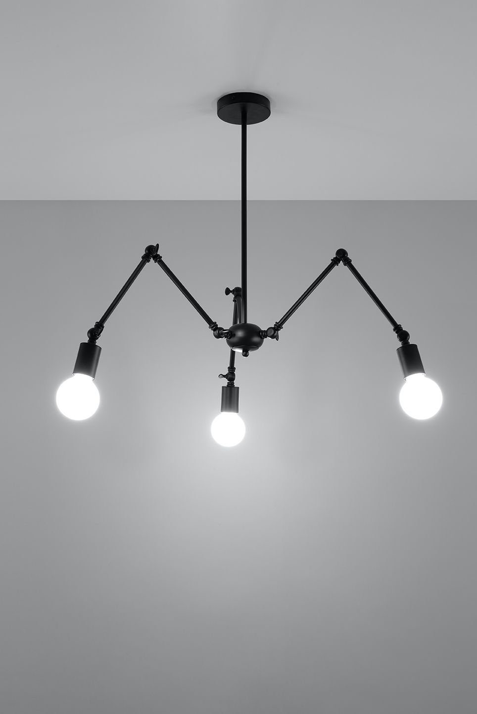 Arbeitszimmer 3-flmg Deckenleuchte Leuchtmittel, Schwarz Licht-Erlebnisse Wohnzimmer JANUARY, Deckenlampe Gelenkarm ohne