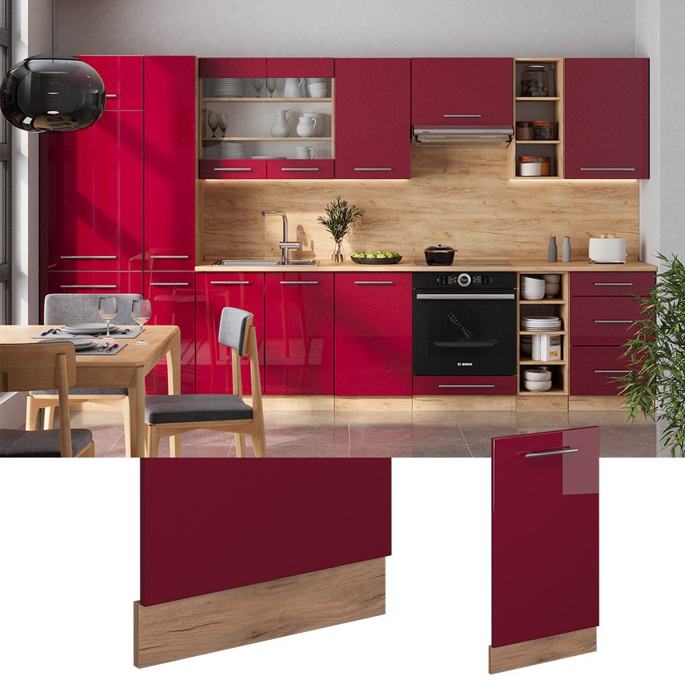 Vicco Frontblende Fame-Line, Bordeaux Hochglanz/Goldkraft Eiche, 45 cm ohne Arbeitspl... (1 St)